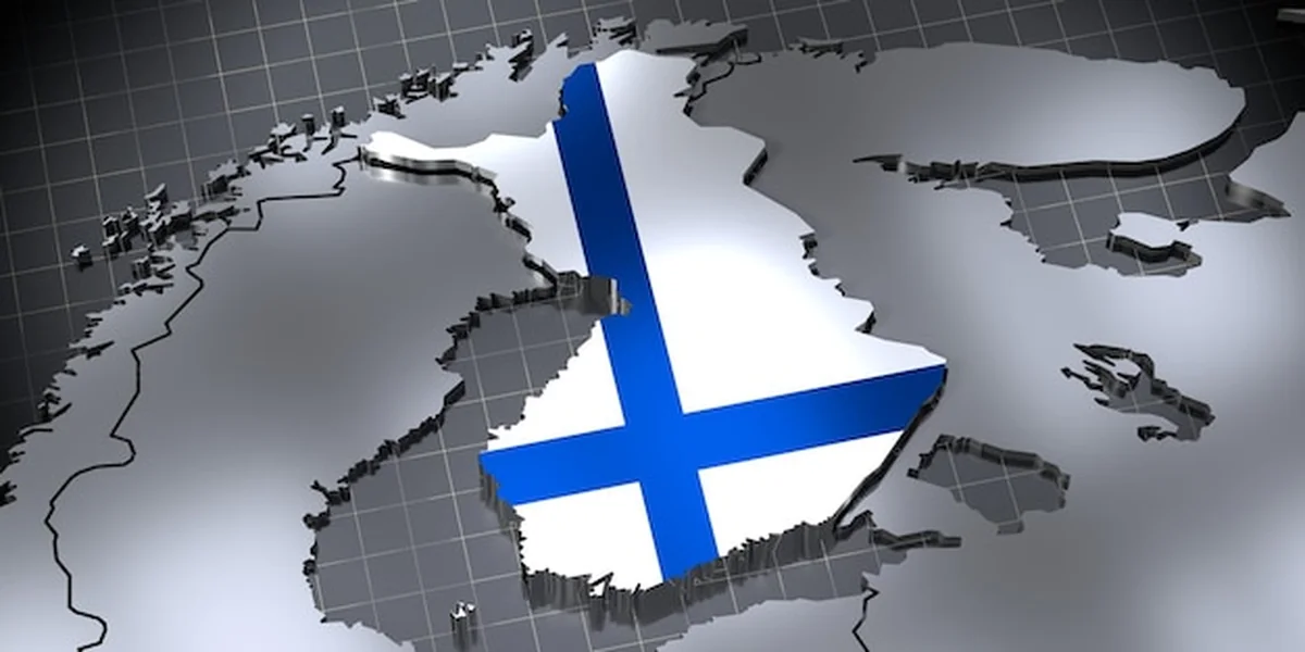 Granice Finlandii z flagą w grafice 3D