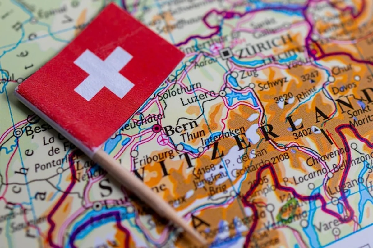 Flaga Szwajcarii na mapie świata