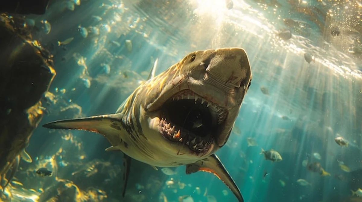 Rekin tygrys piaskowy w morzu