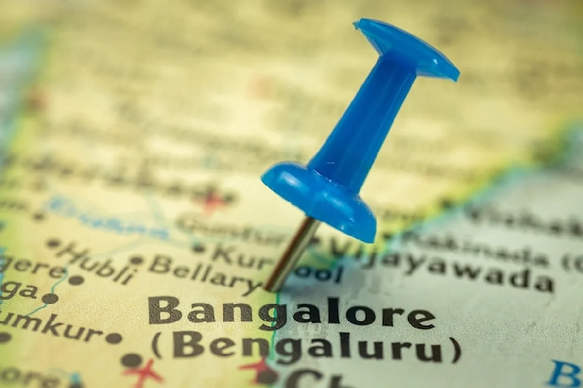 Mapa Indii z zaznaczoną lokalizacją Bangalore