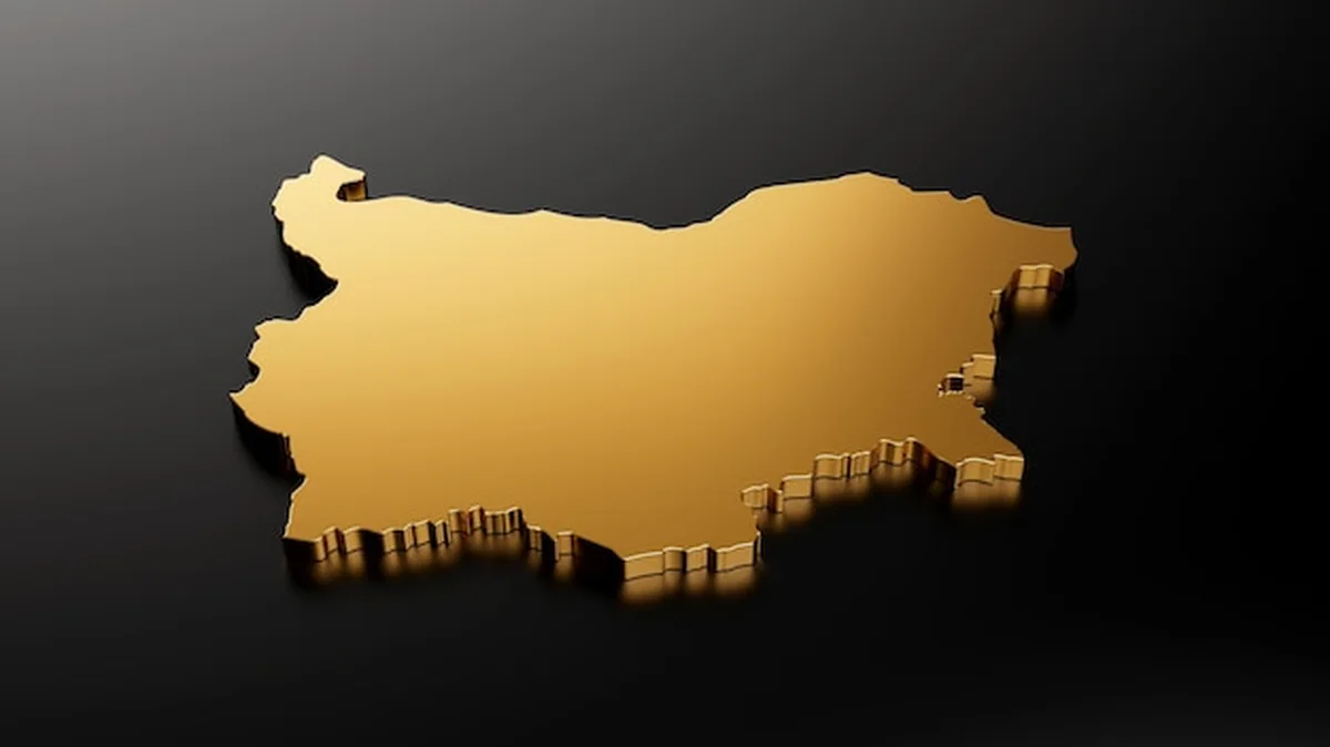 Mapa Bułgarii zaznaczona na czarnym tle